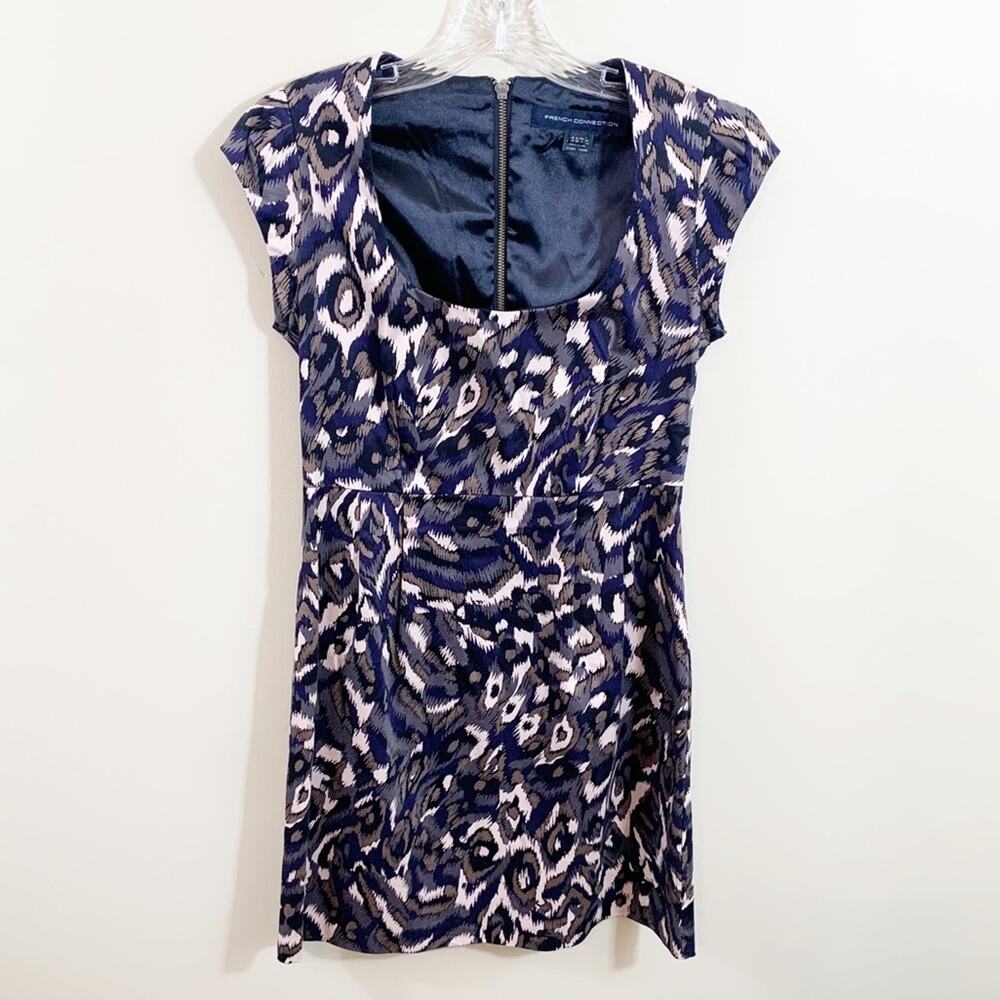 French Connection Animal Print Sheath Dress Cap Sleeve